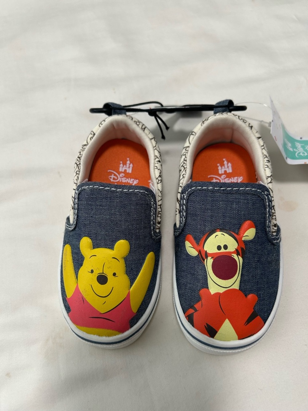 Disney Kids Winnie the Pooh & Tigger Denim Slip-On Shoes - size 5